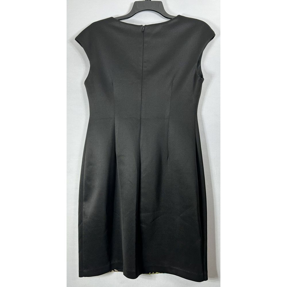 Connected Apparel Sheath Dress Women's 8P Black + Blue Floral Embroidered V Neck - Picture 4 of 10